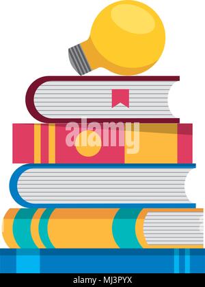 Livres empilés à l'école et l'ampoule light vector illustration Illustration de Vecteur