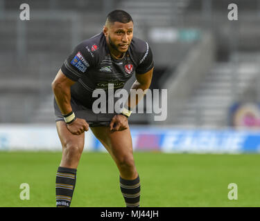 3 mai 2018, totalement méchants, stade St Helens, Angleterre ; Betfred Super League rugby, Round 14, St Helens v des Dragons Catalans ; Dominique Peyroux de St Helens Banque D'Images