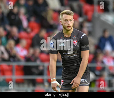 3 mai 2018, totalement méchants, stade St Helens, Angleterre ; Betfred Super League rugby, Round 14, St Helens v des Dragons Catalans ; Danny Richardson de St Helens Banque D'Images