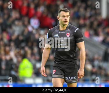 3 mai 2018, totalement méchants, stade St Helens, Angleterre ; Betfred Super League rugby, Round 14, St Helens v des Dragons Catalans ; Ryan Morgan de St Helens Banque D'Images