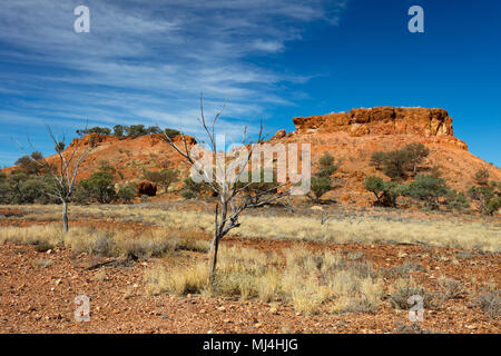 Lilleyvale Hills, Boulia, Queensland, Australie. Mesas rouges du Lilleyvale Hills à Cawnpore Lookout sur la route de développement de Kennedy entre Boulia Banque D'Images