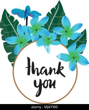 Vector illustration de carte de remerciement avec des fleurs tropicales Illustration de Vecteur