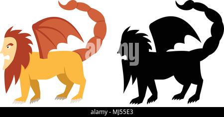 Vue latérale, Manticore en télévision et silhouette vector art design Illustration de Vecteur