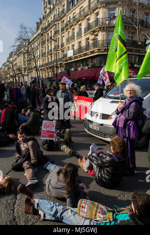 Paris, France 2016. L'action directe pour protester contre l'état d'urgence Banque D'Images