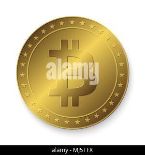 3D réalistes de monnaie bitcoin or. vector illustration. Voyage et blockchain concept. Illustration de Vecteur