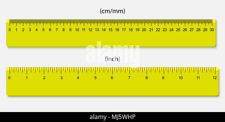 Dirigeants jaune, marquée en centimètres et en pouces Illustration de Vecteur