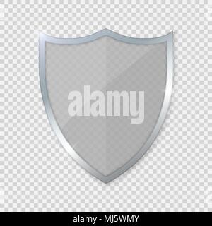 Bouclier de verre sur fond transparent, vector illustration Illustration de Vecteur