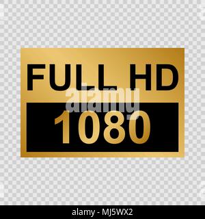 Golden label Full HD. La technologie moderne des signes Illustration de Vecteur