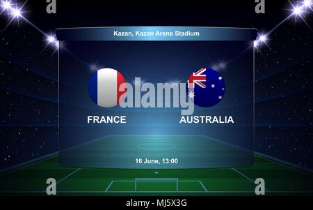 La France contre l'Australie, tableau de football soccer graphique broadcast template Illustration de Vecteur