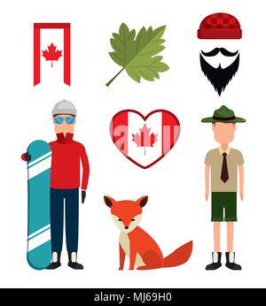 La culture canadienne set icons Illustration de Vecteur