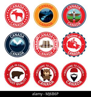 La culture canadienne set icons Illustration de Vecteur