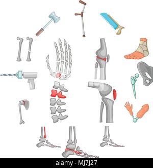 La colonne vertébrale et orthopédie icons set, cartoon style Illustration de Vecteur