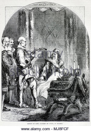 Arrestation du Roi Charles I par George Joyce à Holmby, 3e juin 1647, illustration de l'antique vers 1880 Banque D'Images