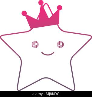 Kawaii happy star avec couronne cartoon vector illustration couleur gradient Illustration de Vecteur