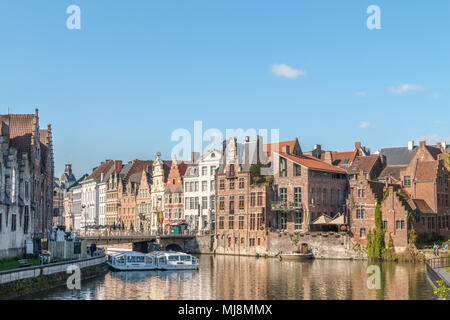 Gand, Belgique - Mai 4, 2018 : la rivière de la Lys dans le vieux centre-ville Banque D'Images