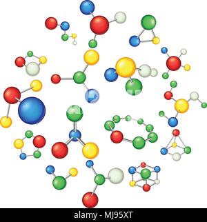Molécule icons set, cartoon style Illustration de Vecteur