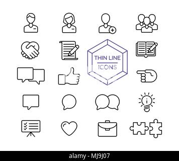 Internet business icon set ligne mince, symbole du marketing de réseau moderne de style collection dans les grandes lignes. Vecteur EPS10. Illustration de Vecteur