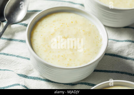 Maison sucré dans un bol de pudding de tapioca Banque D'Images
