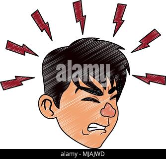 Homme malade scribble face Illustration de Vecteur
