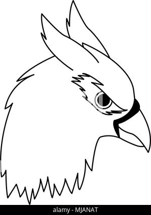 Tête d'hippogriffe créature fantastique sur le noir et blanc Illustration de Vecteur