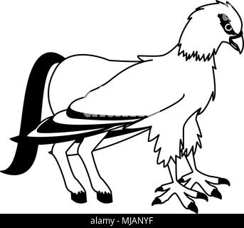 Hippogriffe créature fantastique sur le noir et blanc Illustration de Vecteur