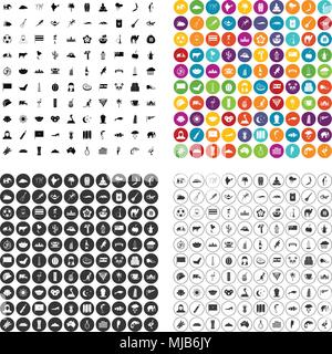 100 animaux exotiques icons set vecteur dans la variante 4 pour n'importe quel web design isolated on white Illustration de Vecteur