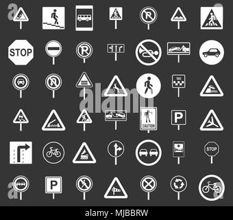 Road chante Icon Set vector gris Illustration de Vecteur