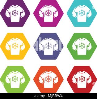 Sweater icons set 9 vector Illustration de Vecteur