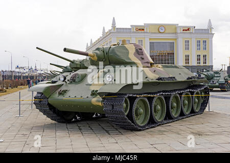 Verkhnyaya Pyshma, Russie - Mars 01, 2018 : rare version de la char moyen soviétique T-34 (Modèle 1940) dans le musée de l'équipement militaire Banque D'Images