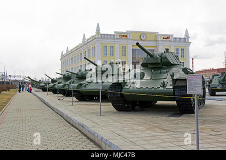 Verkhnyaya Pyshma, Russie - Mars 01, 2018 Modèle : série de modifications du réservoir T-34 soviétique dans le musée de l'équipement militaire Banque D'Images