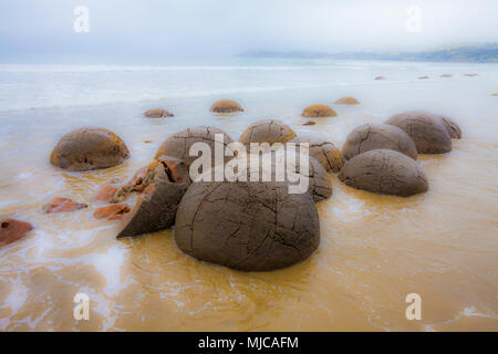 Moeraki Boulders, un célèbre monument dans la Nouvelle-Zélande, île du sud Banque D'Images