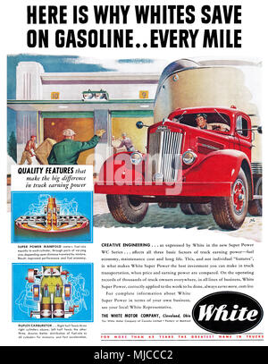 1949 publicité américaine pour chariot bouilloire White Motor Company. Banque D'Images