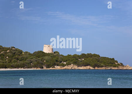 Italie, Sardaigne, côte est, Castiadas, Cala Pira, près de Villasimius, tour Sarrasine, Torre di Cala Pira, Banque D'Images