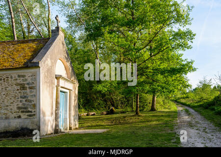 La chapelle de Notre-Dame de Roiblay dans la forêt sur la commune de Saint-Mery, France, restauré en 1995, est tout ce qui reste de l'ancien prieuré. Banque D'Images