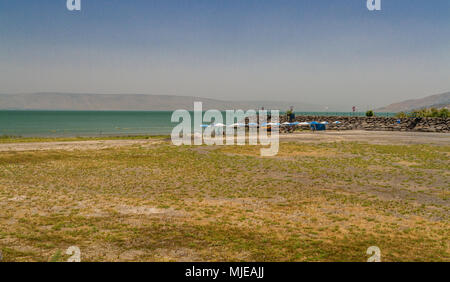 La côte de la mer de Galilée, près de Ginosar, Israel. Banque D'Images