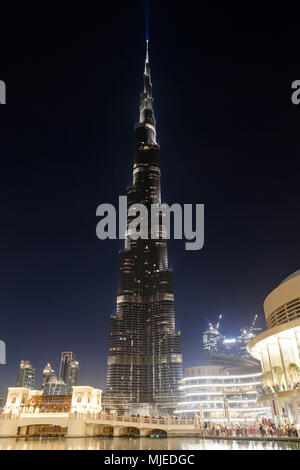 Dubaï, Burj Khalifa la nuit Banque D'Images