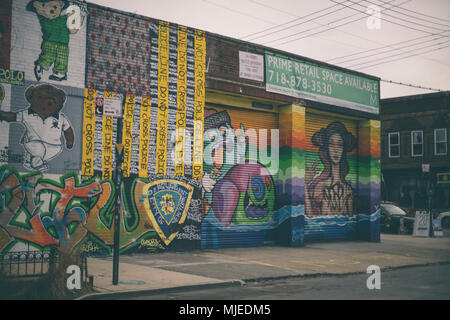 La zone graffiti colorés sur bushwick Banque D'Images