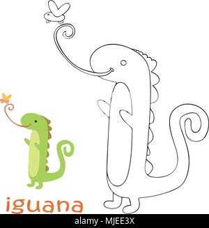 Kids coloriages - iguana Illustration de Vecteur