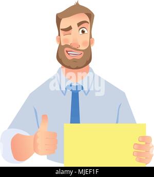 Businessman holding blank sign Illustration de Vecteur