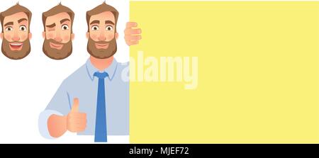 Businessman holding blank signboard set Illustration de Vecteur