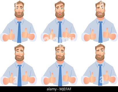 Man show thumb up -set Illustration de Vecteur