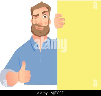 Man holding blank signboard Illustration de Vecteur