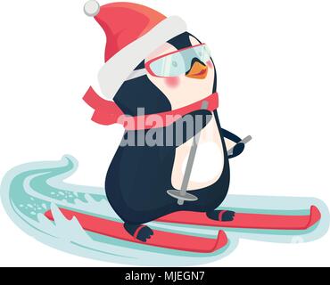 Penguin sur skis Illustration de Vecteur