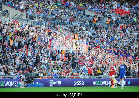 Londres, Royaume-Uni. 5 mai 2018, au stade de Wembley, Londres, Angleterre ; des foules records watch l'ETI Womens finale de la FA Cup, Arsenal Femmes v Chelsea Mesdames. © David Partridge / Alamy Live News Banque D'Images