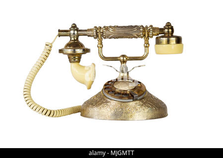 Un Victorian-Style Téléphone Français rotatif dans la couleur d'Or Banque D'Images