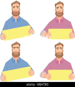 Businessman holding blank sign - set Illustration de Vecteur