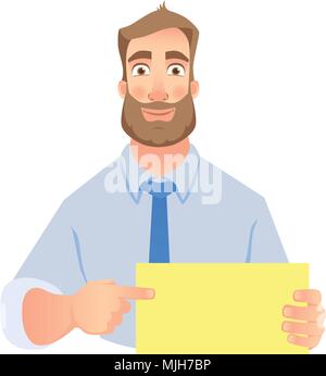 Businessman holding blank sign Illustration de Vecteur