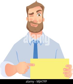 Businessman holding blank sign Illustration de Vecteur