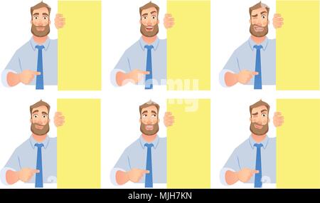 Businessman holding blank signboard -set Illustration de Vecteur