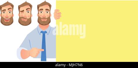 Businessman holding blank signboard -set Illustration de Vecteur